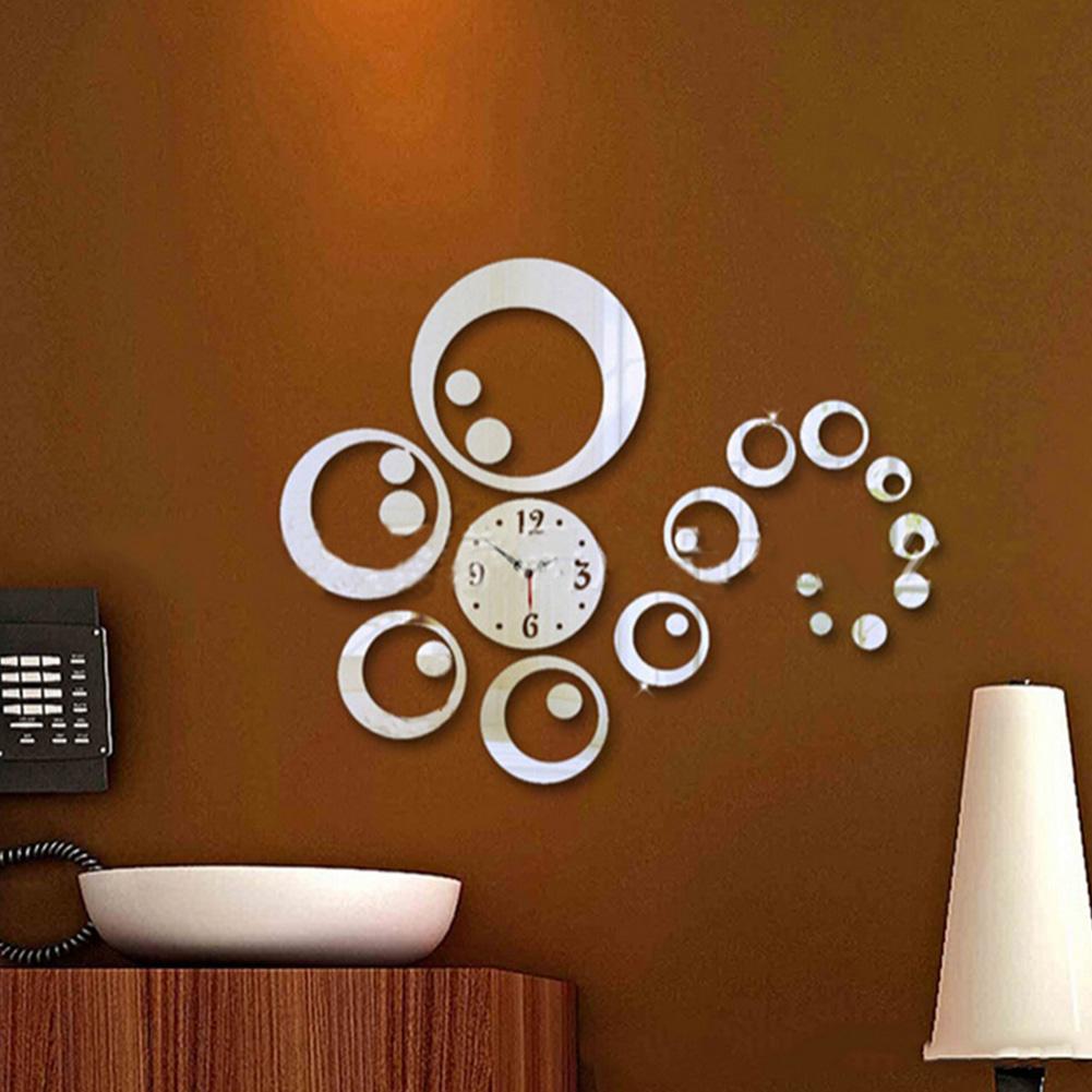 Circles 3D Mirror Wall Clock Stickers