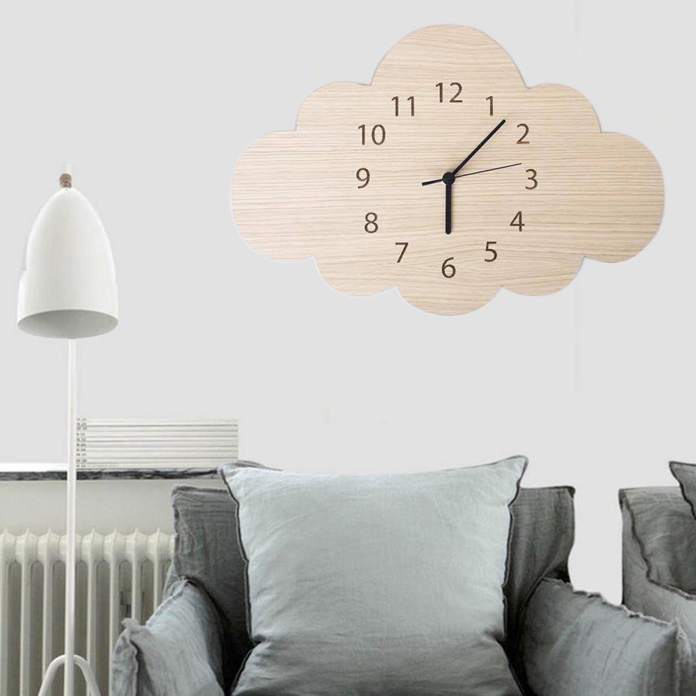 Nordic Cloud Shape Wooden Wall Clock