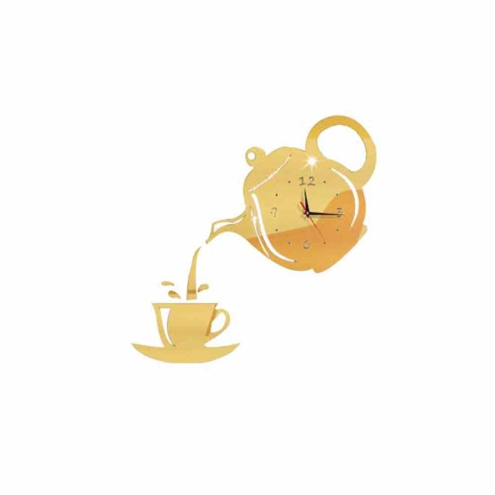 3D Teapot Cup Wall Clock Stickers