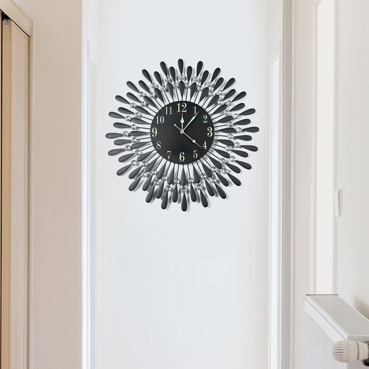 Large Modern Iron Art 3D Crystal Wall Clock