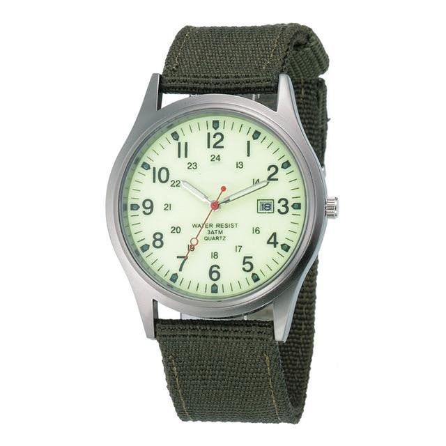 Military Inspire Analog Canvas Wristwatch
